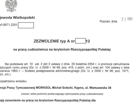 Типы разрешения на работу в Польше